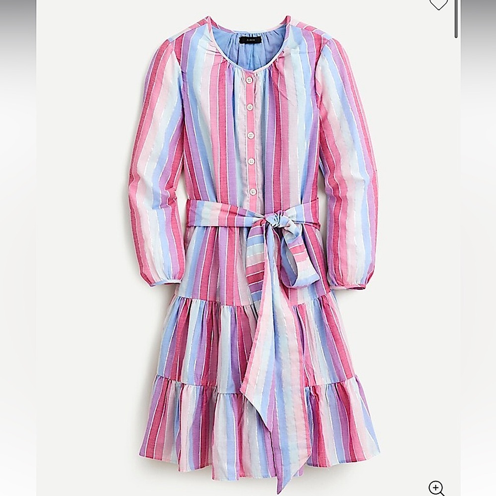 J.Crew Belted button-up dress in pastel stripe size extra small fully lined